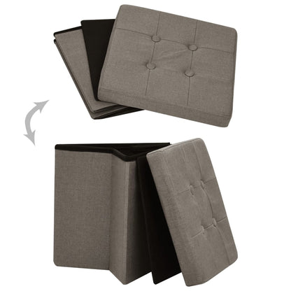 Hocker mit Stauraum 2 Stk. Taupe Leinenoptik - Pazzar.ch