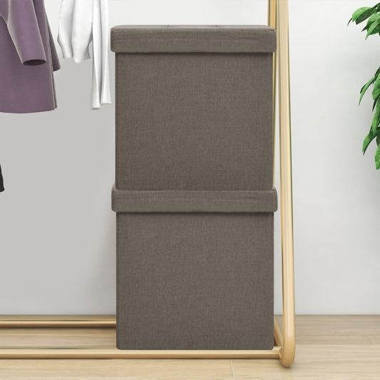 Hocker mit Stauraum 2 Stk. Taupe Leinenoptik - Pazzar.ch