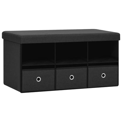 Faltbare Sitzbank mit Stauraum Schwarz 76x38x38 cm Leinenoptik - Pazzar.ch