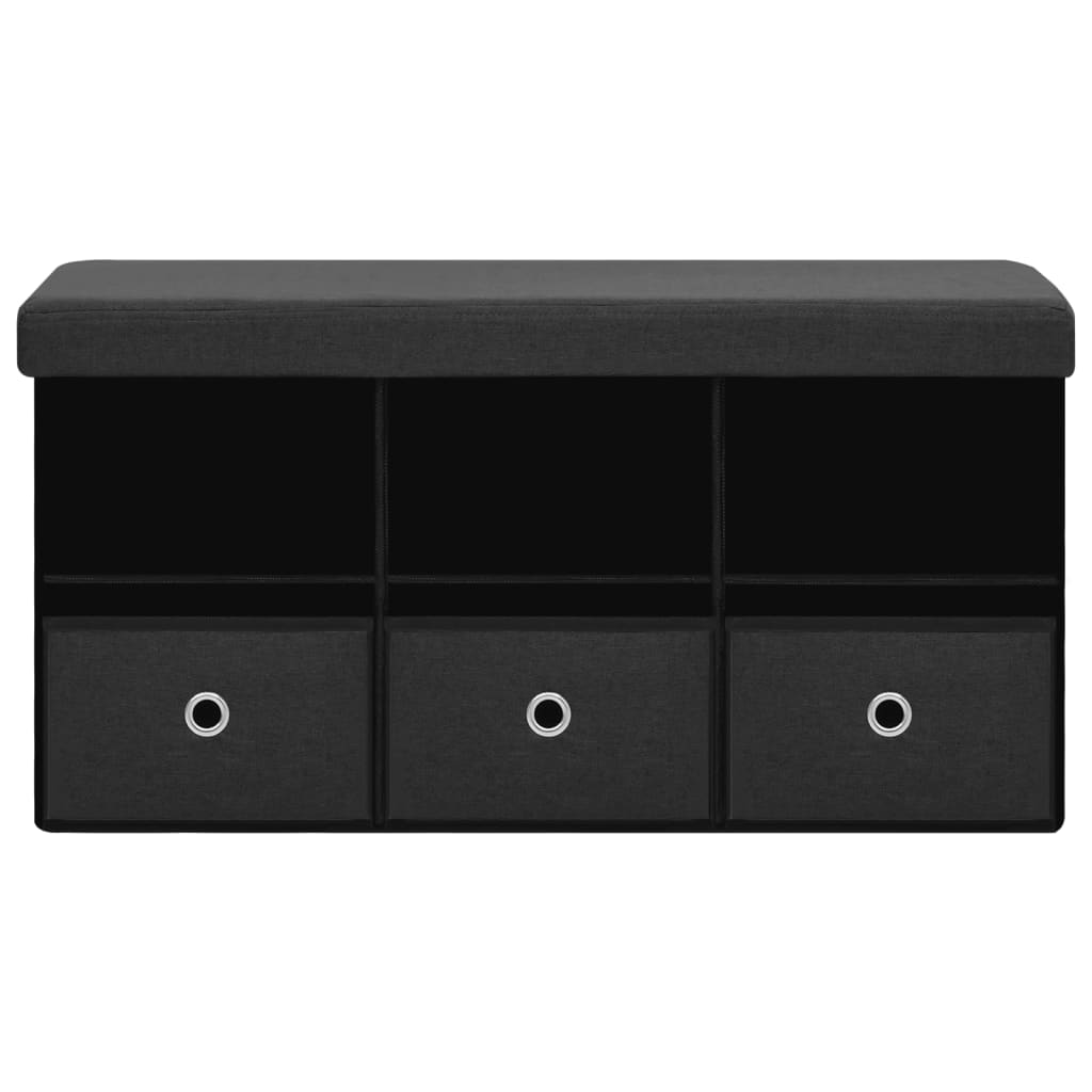 Faltbare Sitzbank mit Stauraum Schwarz 76x38x38 cm Leinenoptik - Pazzar.ch