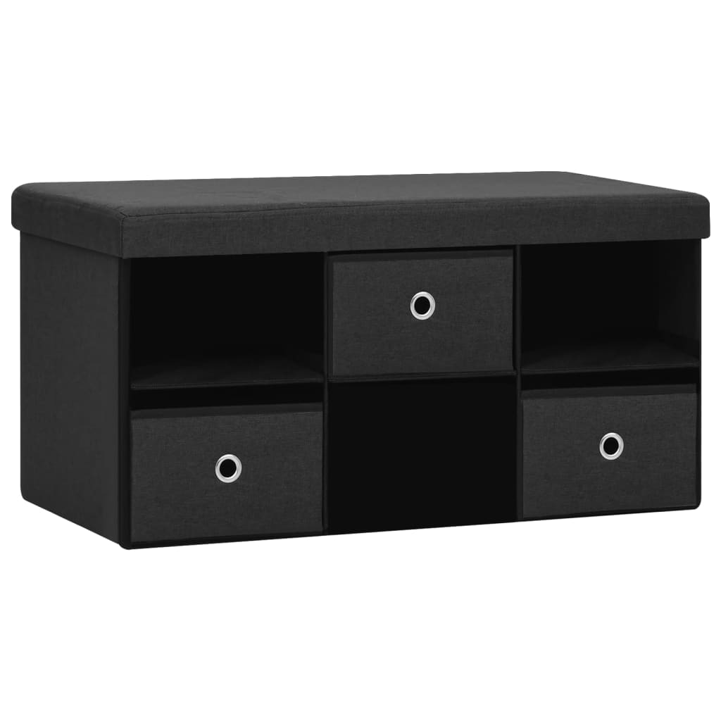 Faltbare Sitzbank mit Stauraum Schwarz 76x38x38 cm Leinenoptik - Pazzar.ch