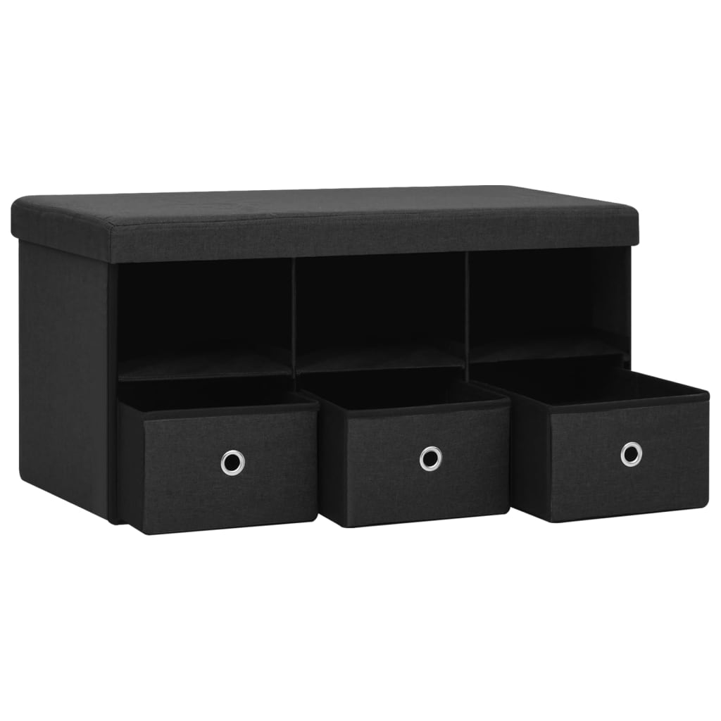 Faltbare Sitzbank mit Stauraum Schwarz 76x38x38 cm Leinenoptik - Pazzar.ch
