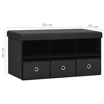Faltbare Sitzbank mit Stauraum Schwarz 76x38x38 cm Leinenoptik - Pazzar.ch