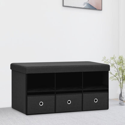 Faltbare Sitzbank mit Stauraum Schwarz 76x38x38 cm Leinenoptik - Pazzar.ch