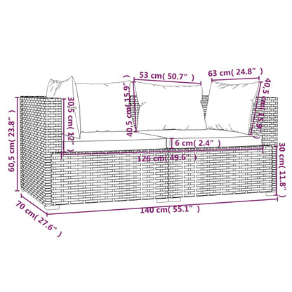 3-tlg. Garten-Lounge-Set mit Auflagen Schwarz Poly Rattan - Pazzar.ch