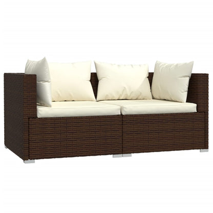 3-tlg. Garten-Lounge-Set mit Auflagen Braun Poly Rattan - Pazzar.ch