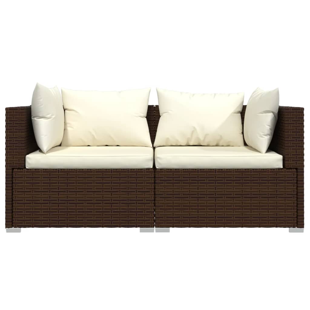 3-tlg. Garten-Lounge-Set mit Auflagen Braun Poly Rattan - Pazzar.ch