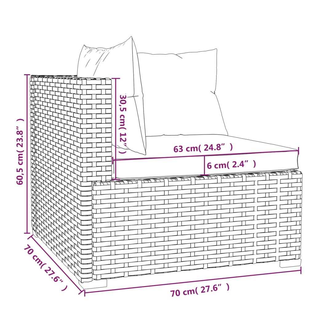3-tlg. Garten-Lounge-Set mit Auflagen Braun Poly Rattan - Pazzar.ch
