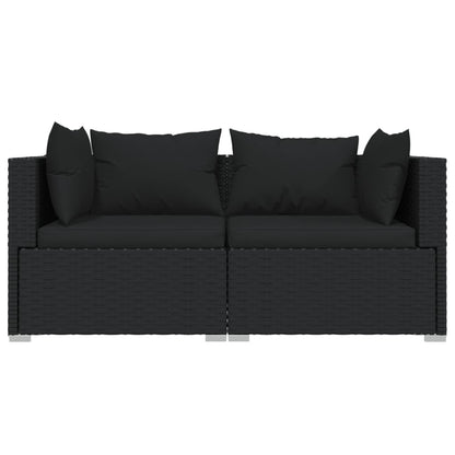 3-tlg. Garten-Lounge-Set mit Kissen Schwarz Poly Rattan - Pazzar.ch