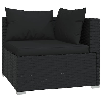 3-tlg. Garten-Lounge-Set mit Kissen Schwarz Poly Rattan - Pazzar.ch