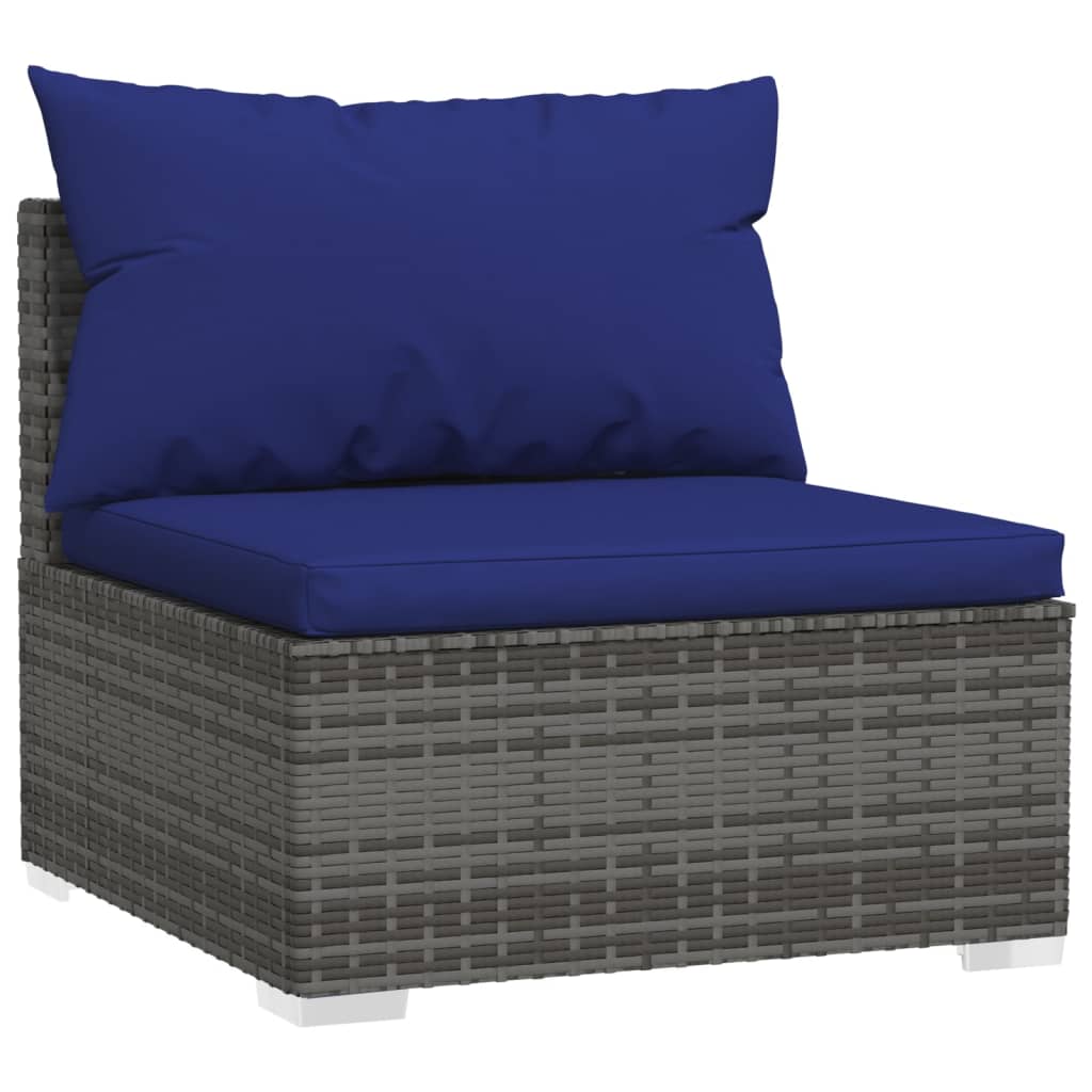 3-Sitzer-Sofa mit Kissen Grau Poly Rattan - Pazzar.ch
