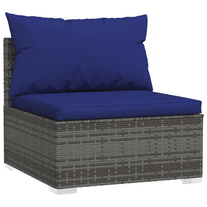 3-Sitzer-Sofa mit Kissen Grau Poly Rattan - Pazzar.ch