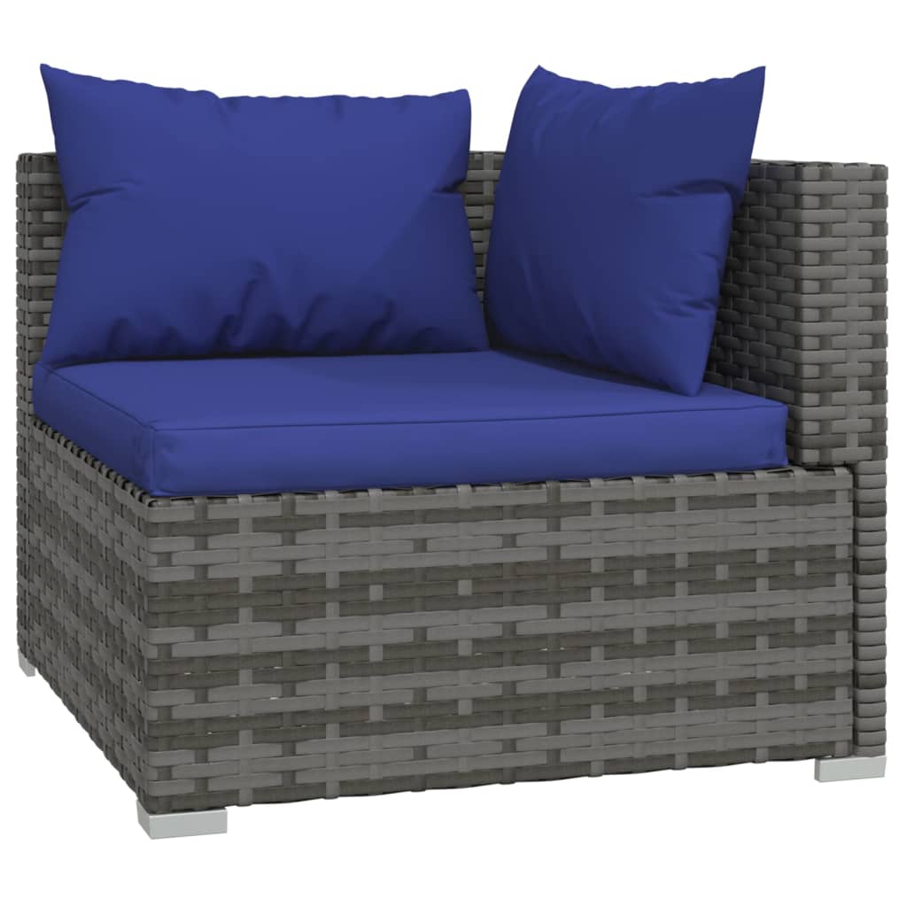 3-Sitzer-Sofa mit Kissen Grau Poly Rattan - Pazzar.ch