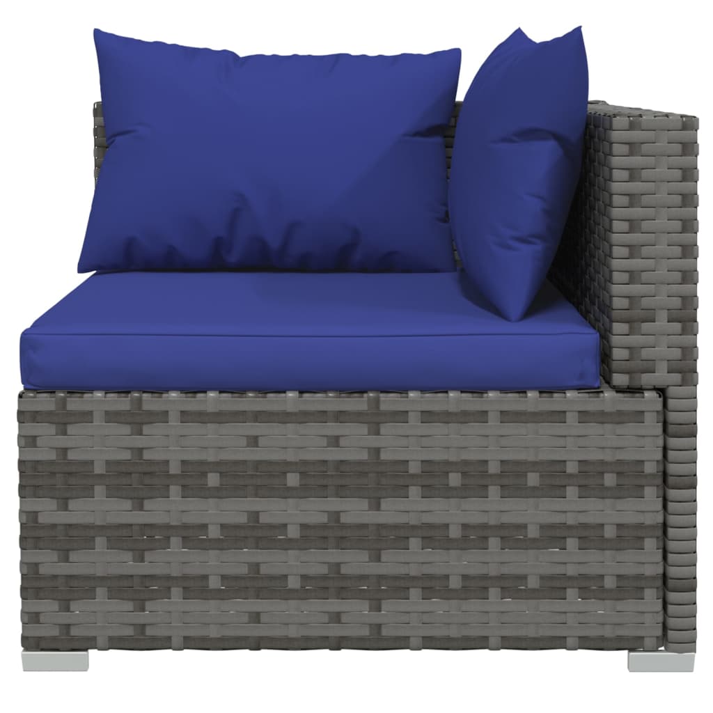 3-Sitzer-Sofa mit Kissen Grau Poly Rattan - Pazzar.ch
