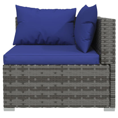 3-Sitzer-Sofa mit Kissen Grau Poly Rattan - Pazzar.ch