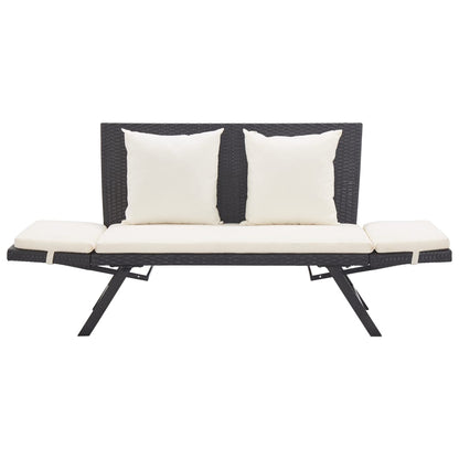 Gartenbank mit Kissen Schwarz 176 cm Poly Rattan - Pazzar.ch
