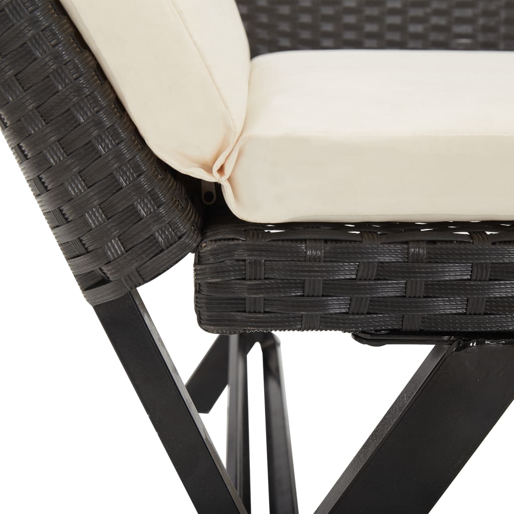 Gartenbank mit Kissen Schwarz 176 cm Poly Rattan - Pazzar.ch