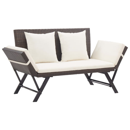 Gartenbank mit Kissen Braun 176 cm Poly Rattan - Pazzar.ch