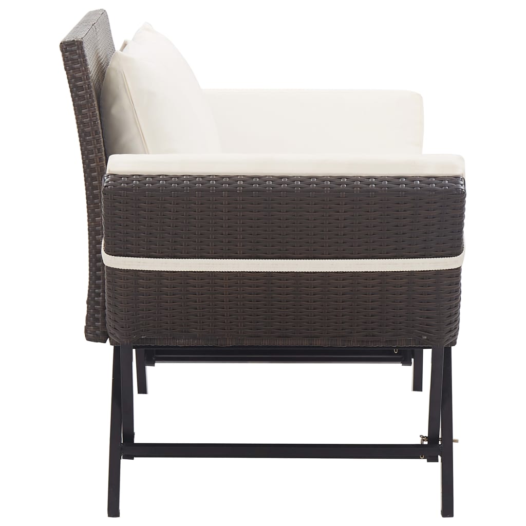 Gartenbank mit Kissen Braun 176 cm Poly Rattan - Pazzar.ch