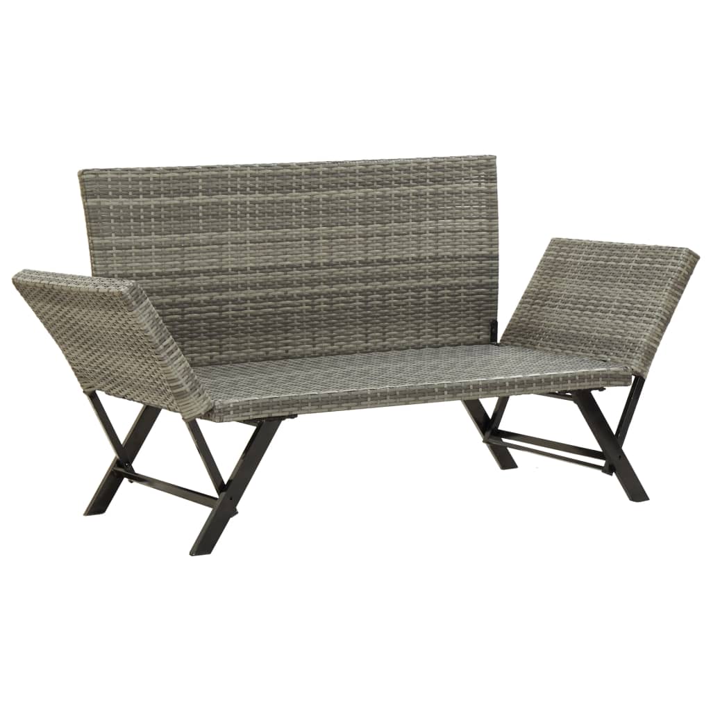 Gartenbank mit Kissen Grau 176 cm Poly Rattan - Pazzar.ch