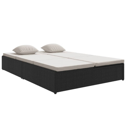 Sonnenliege mit Auflagen Poly Rattan Schwarz - Pazzar.ch