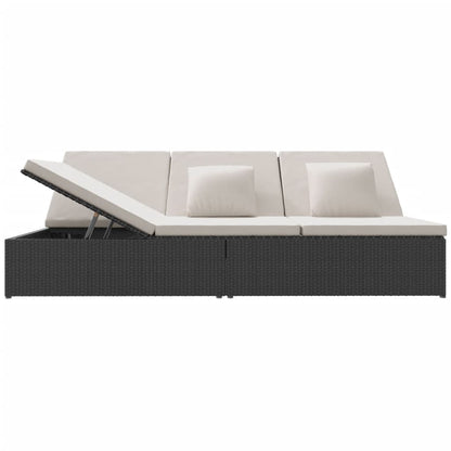 Sonnenliege mit Auflagen Poly Rattan Schwarz - Pazzar.ch