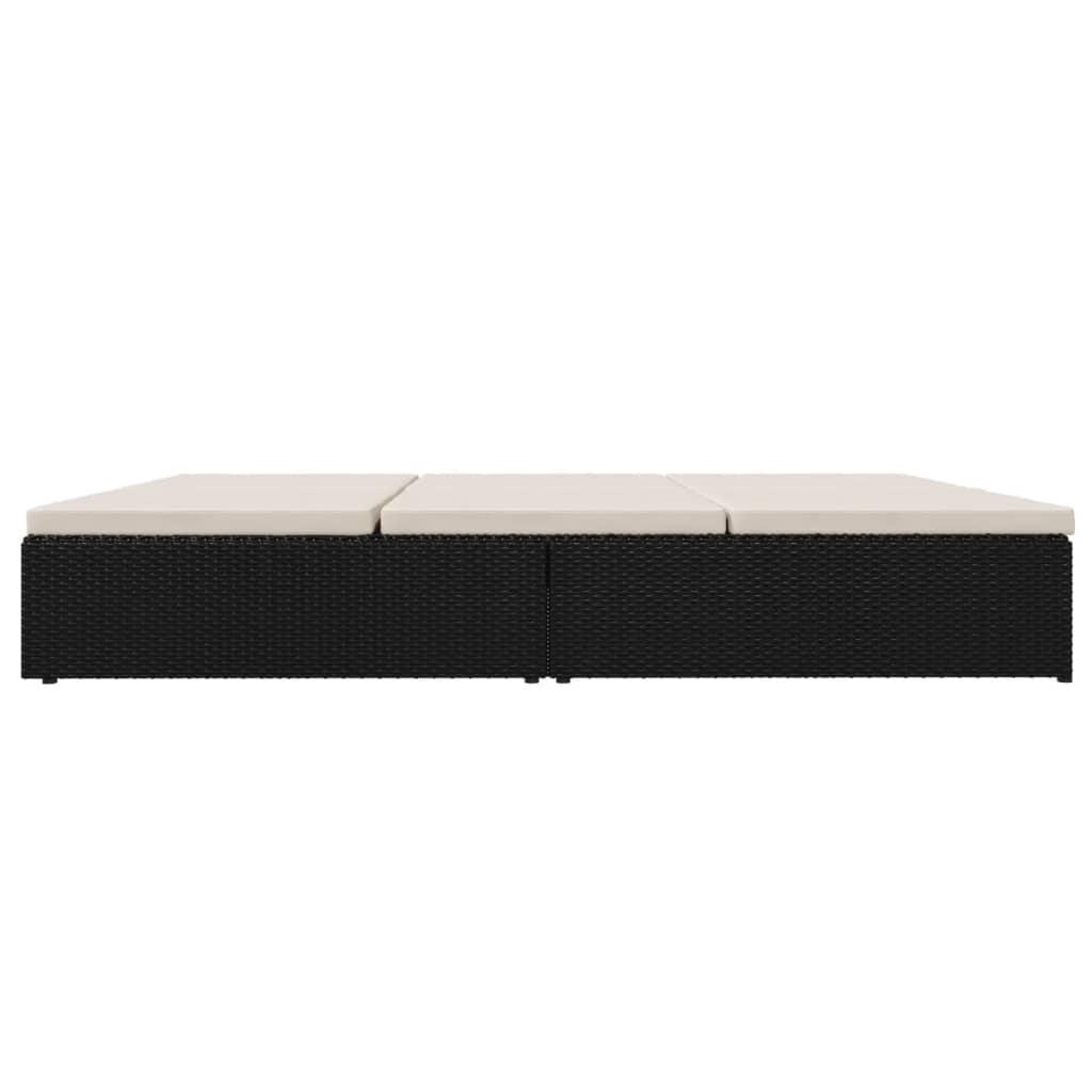 Sonnenliege mit Auflagen Poly Rattan Schwarz - Pazzar.ch