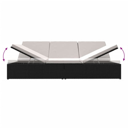 Sonnenliege mit Auflagen Poly Rattan Schwarz - Pazzar.ch