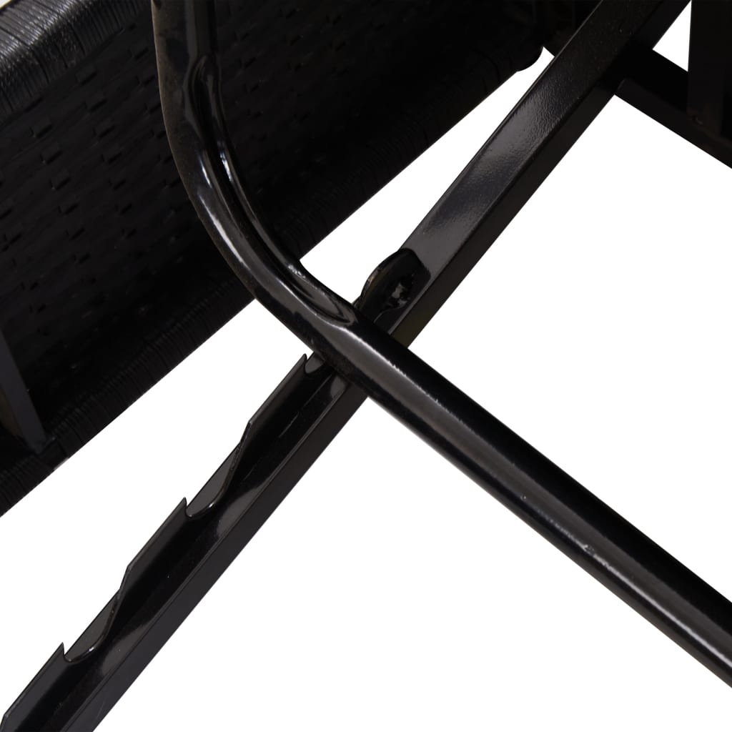 Sonnenliege mit Auflagen Poly Rattan Schwarz - Pazzar.ch