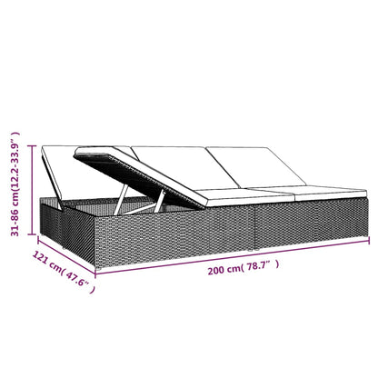 Sonnenliege mit Auflagen Poly Rattan Schwarz - Pazzar.ch