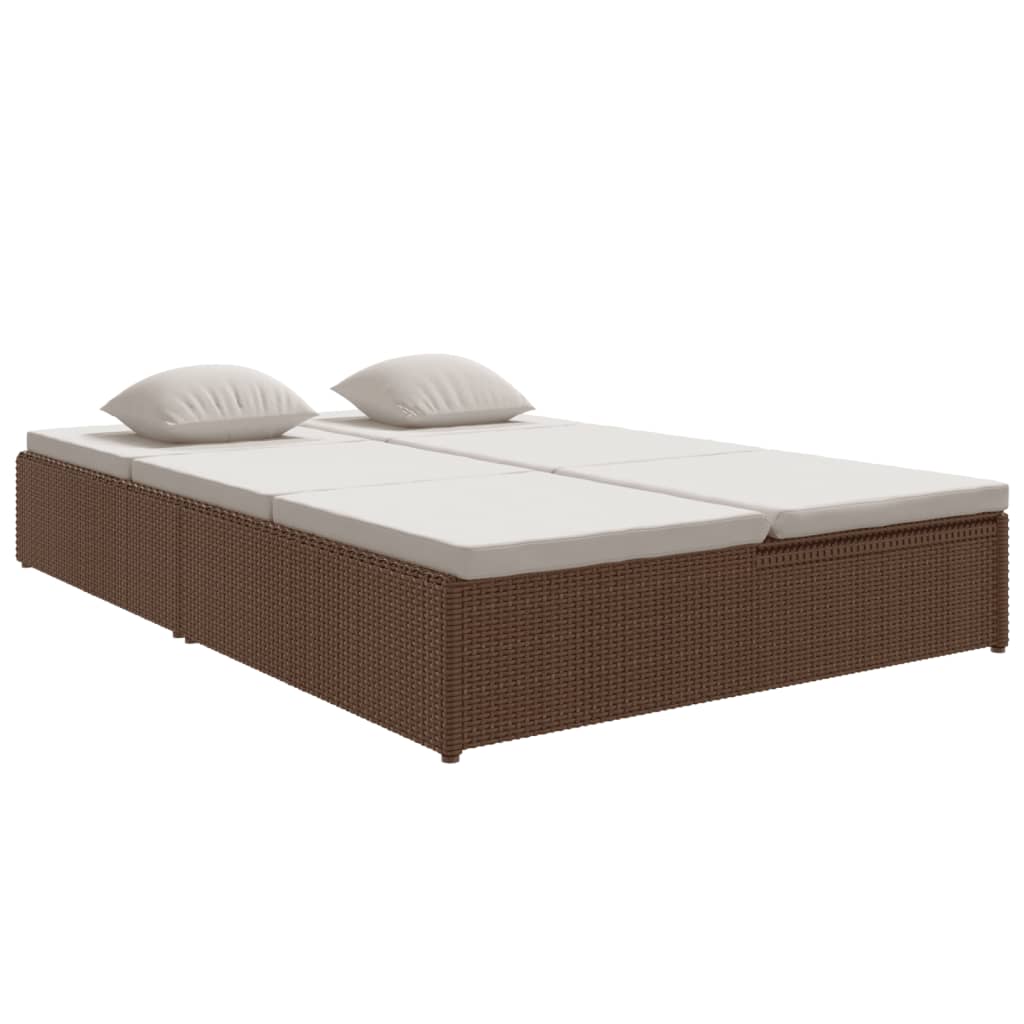 Sonnenliege mit Auflagen Poly Rattan Braun - Pazzar.ch