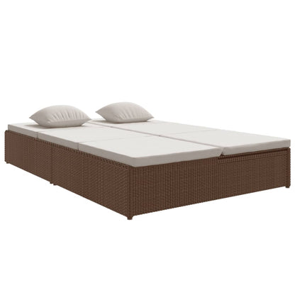 Sonnenliege mit Auflagen Poly Rattan Braun - Pazzar.ch
