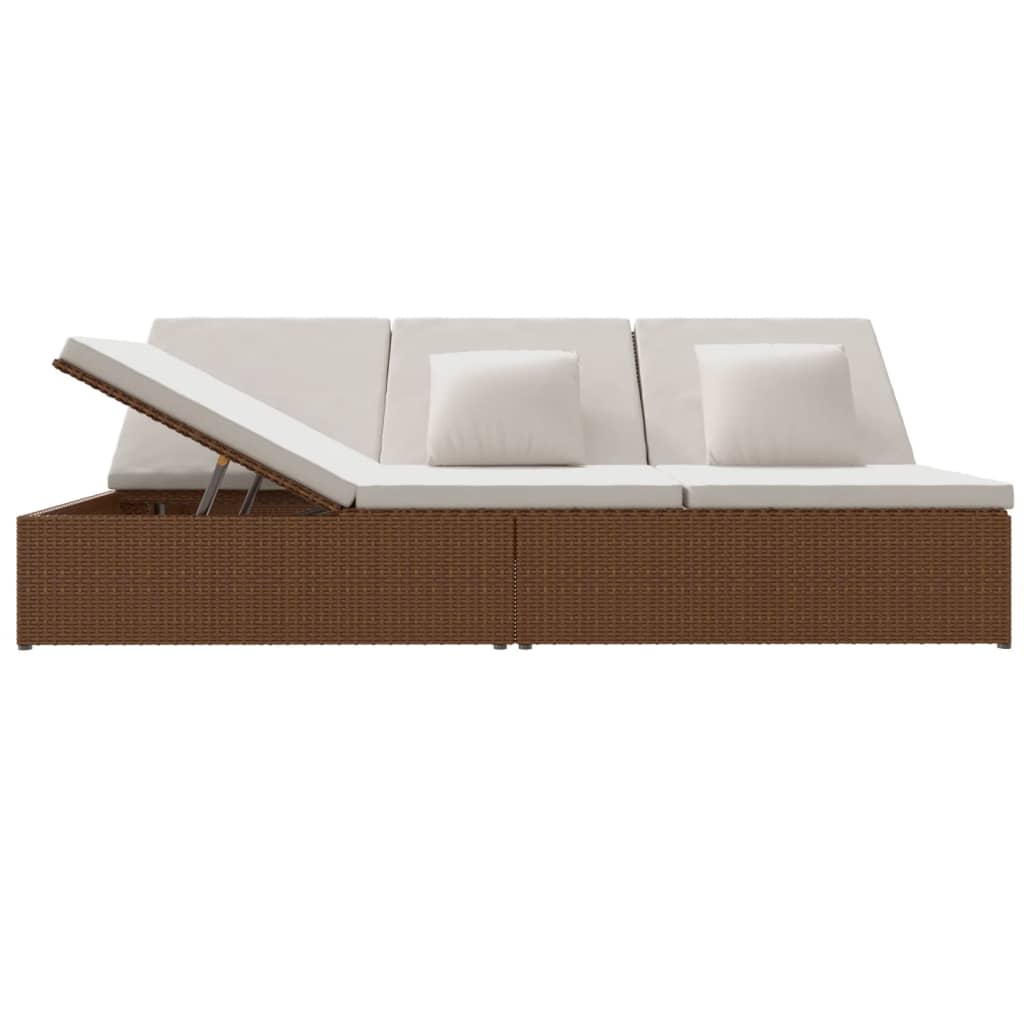 Sonnenliege mit Auflagen Poly Rattan Braun - Pazzar.ch