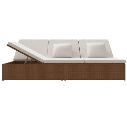Sonnenliege mit Auflagen Poly Rattan Braun - Pazzar.ch