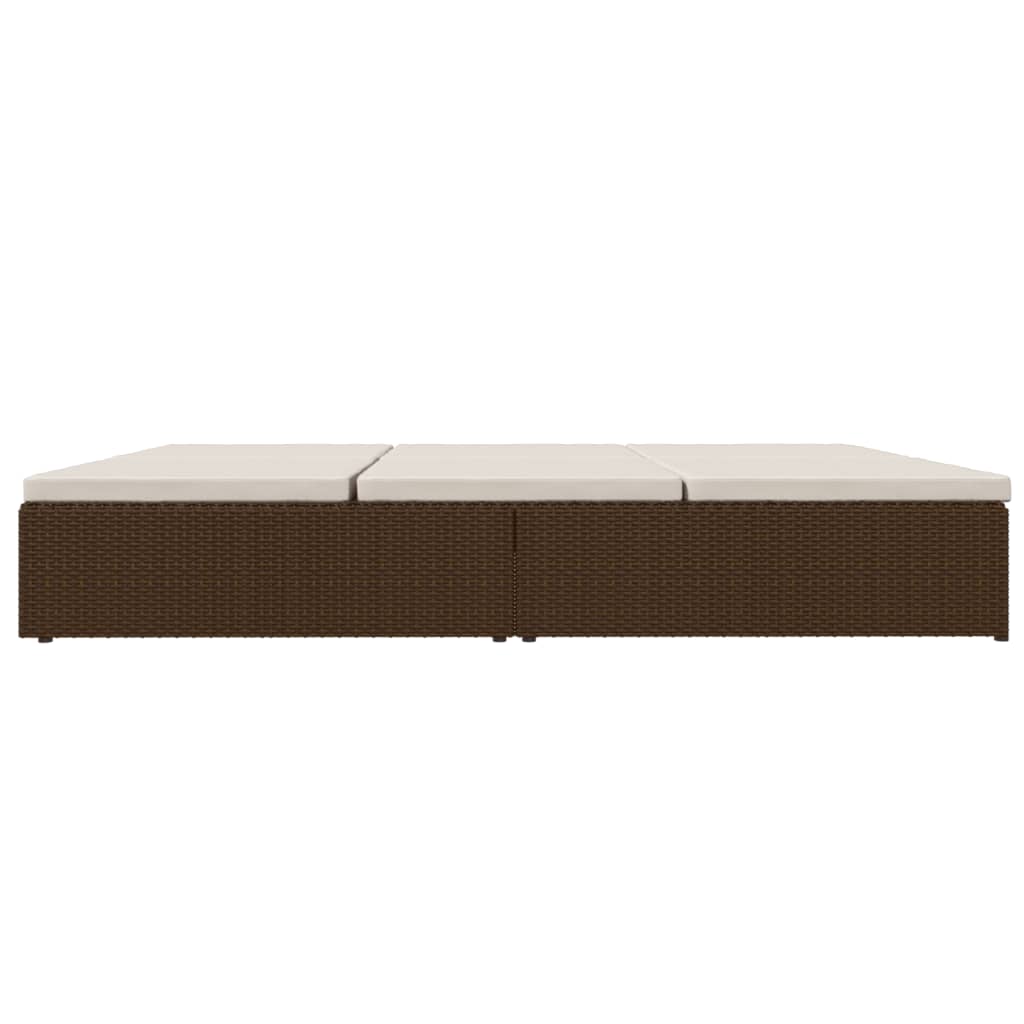Sonnenliege mit Auflagen Poly Rattan Braun - Pazzar.ch