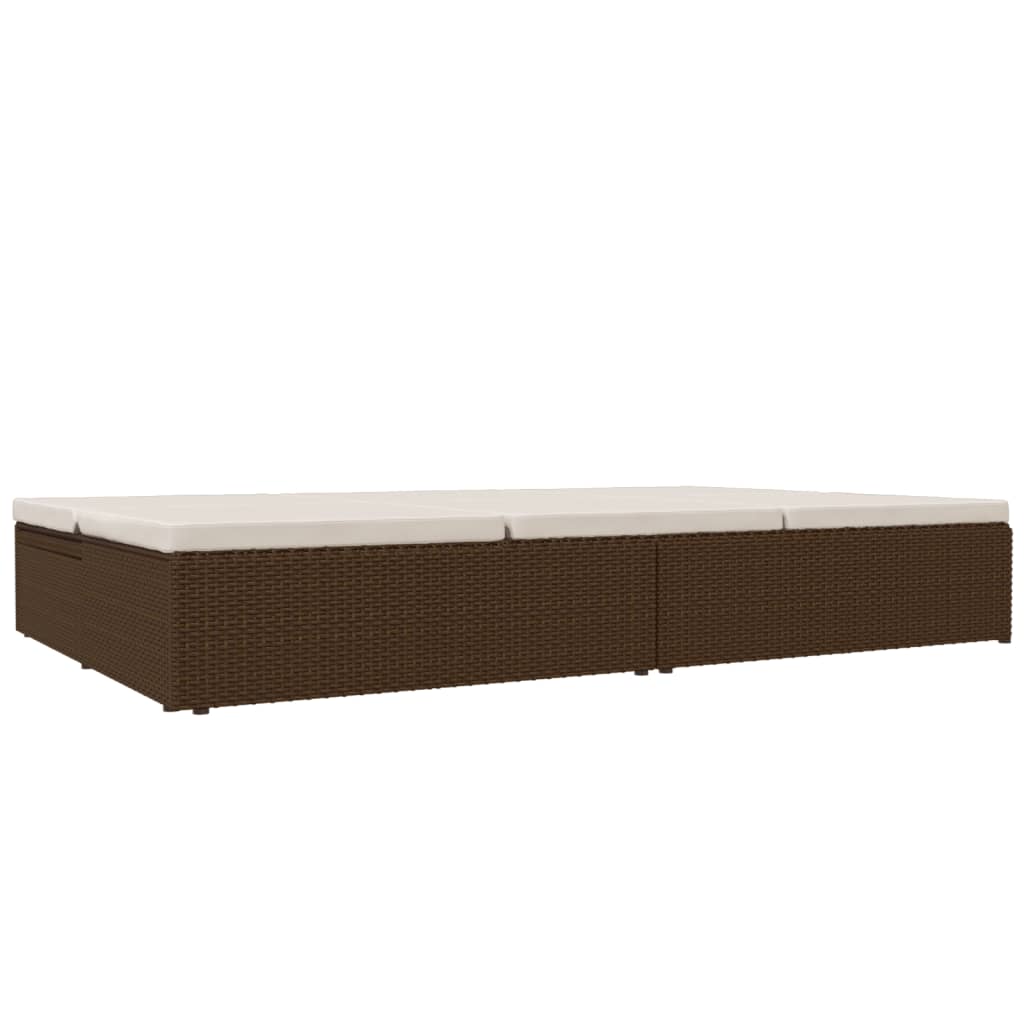 Sonnenliege mit Auflagen Poly Rattan Braun - Pazzar.ch