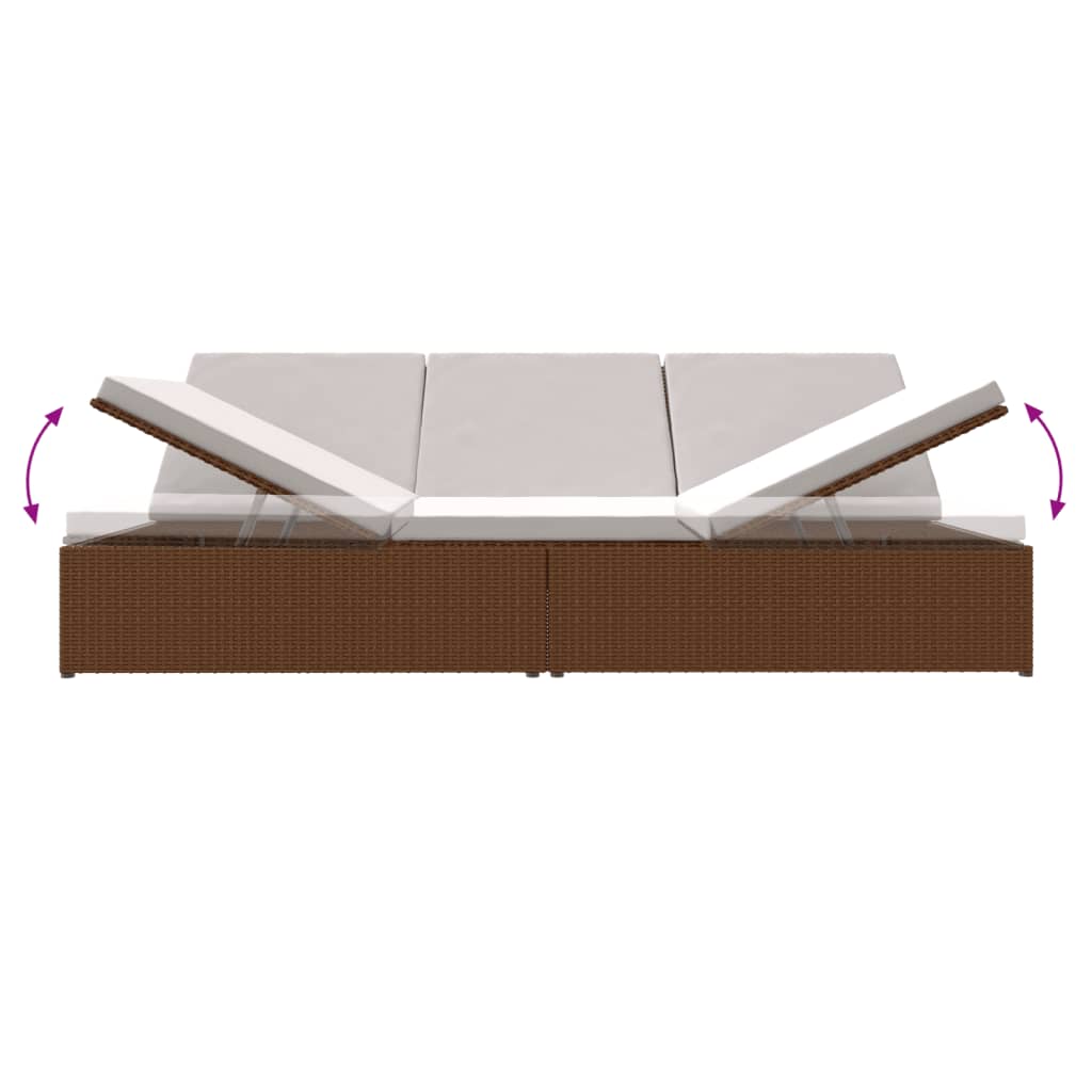 Sonnenliege mit Auflagen Poly Rattan Braun - Pazzar.ch
