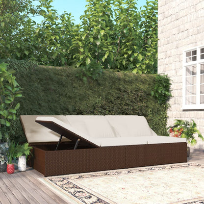 Sonnenliege mit Auflagen Poly Rattan Braun - Pazzar.ch