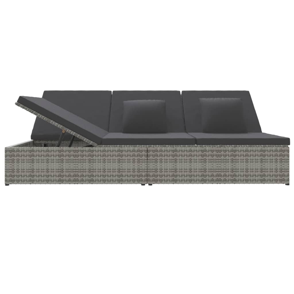 Sonnenliege mit Auflagen Poly Rattan Dunkelgrau - Pazzar.ch