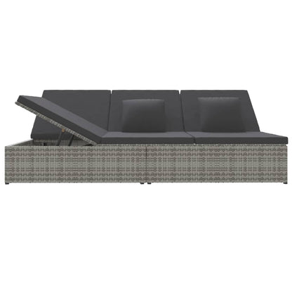Sonnenliege mit Auflagen Poly Rattan Dunkelgrau - Pazzar.ch