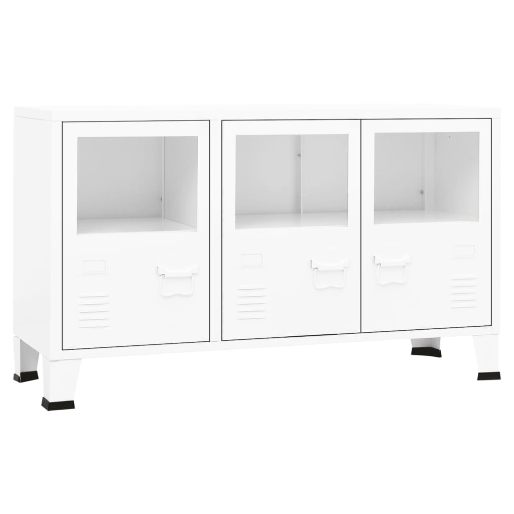 Industrial Sideboard Weiß 105x35x62 cm Metall und Glas - Pazzar.ch