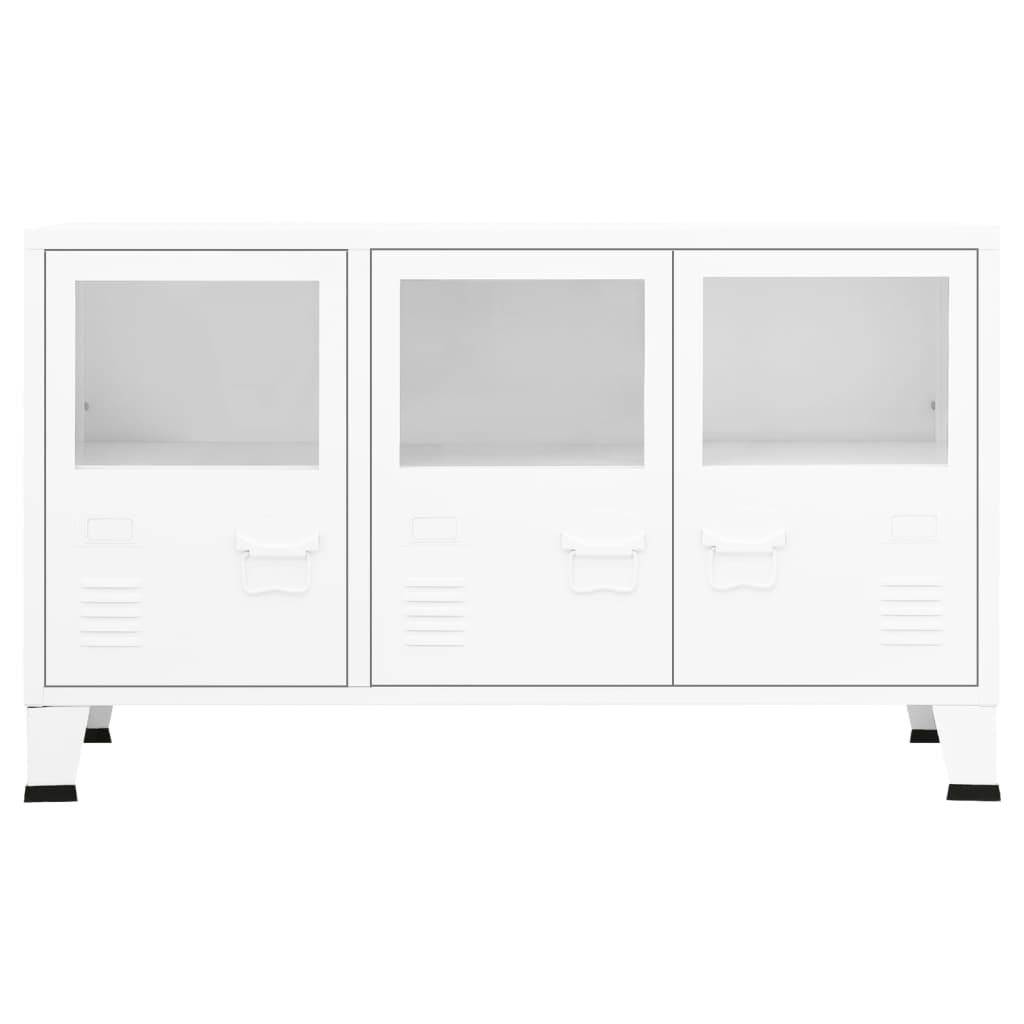 Industrial Sideboard Weiß 105x35x62 cm Metall und Glas - Pazzar.ch