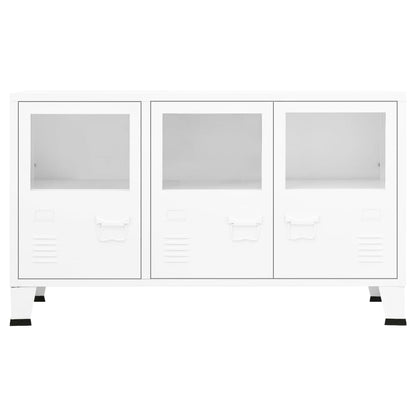 Industrial Sideboard Weiß 105x35x62 cm Metall und Glas - Pazzar.ch