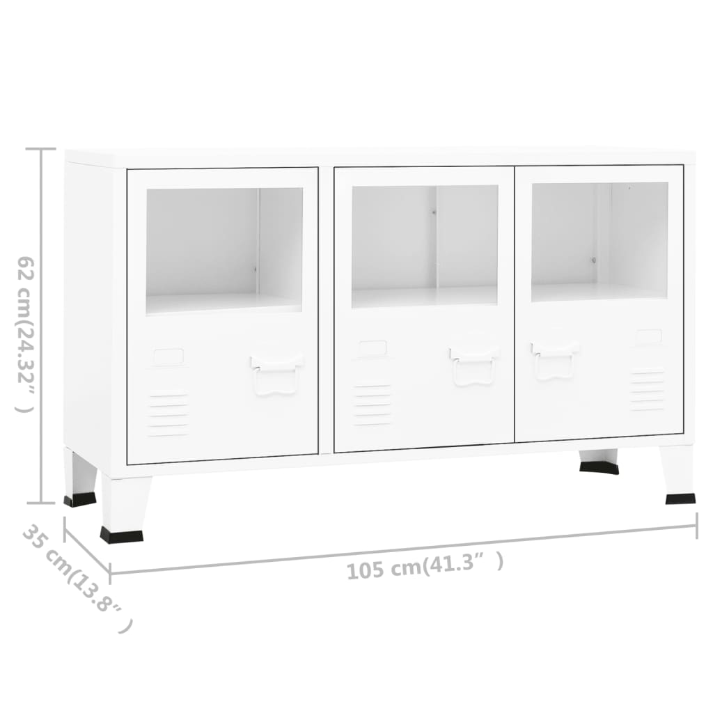 Industrial Sideboard Weiß 105x35x62 cm Metall und Glas - Pazzar.ch