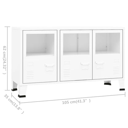 Industrial Sideboard Weiß 105x35x62 cm Metall und Glas - Pazzar.ch