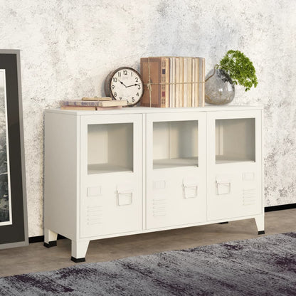 Industrial Sideboard Weiß 105x35x62 cm Metall und Glas - Pazzar.ch