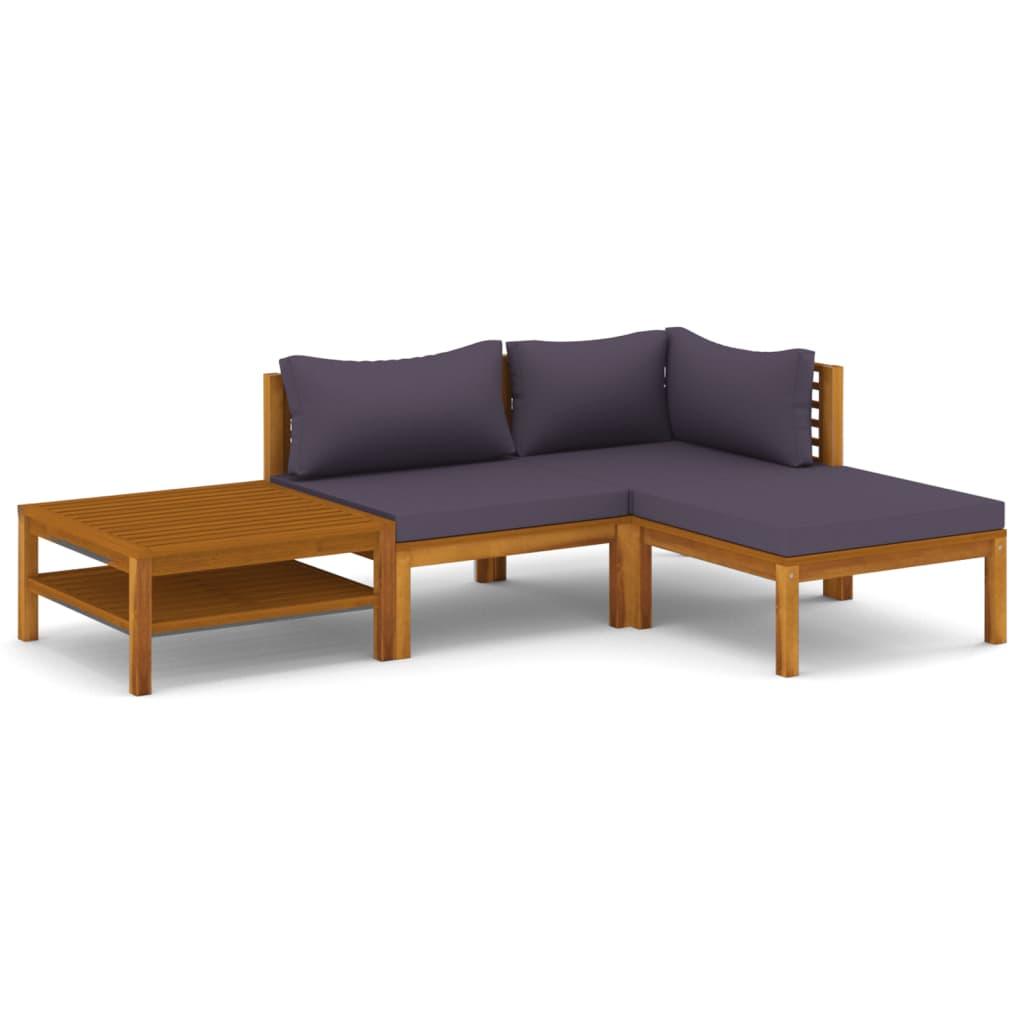 4-tlg. Garten-Lounge-Set mit Auflage Massivholz Akazie - Pazzar.ch