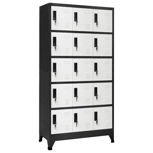 Schließfachschrank Anthrazit und Weiß 90x40x180 cm Stahl - Pazzar.ch