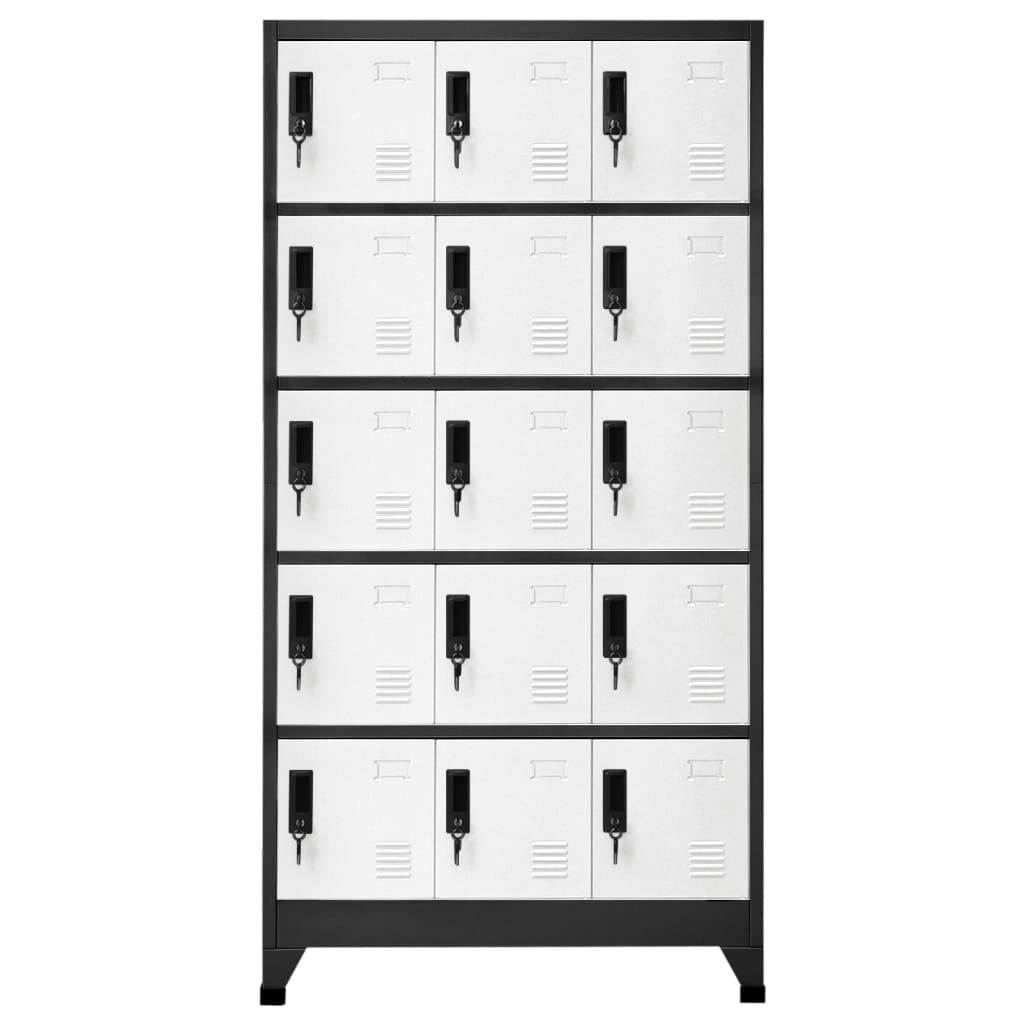 Schließfachschrank Anthrazit und Weiß 90x40x180 cm Stahl - Pazzar.ch