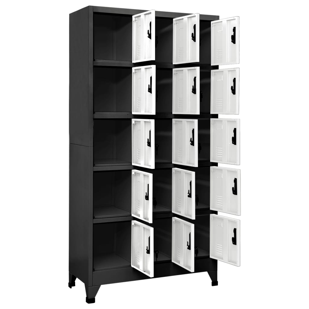 Schließfachschrank Anthrazit und Weiß 90x40x180 cm Stahl - Pazzar.ch